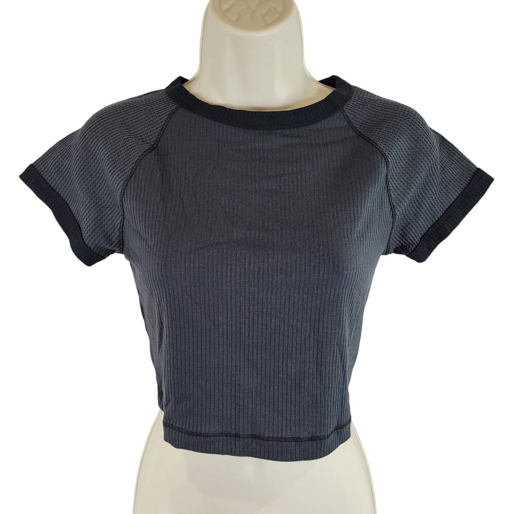 Wild Fable Waffle Knit Crop Top Hematite Size XS NWT